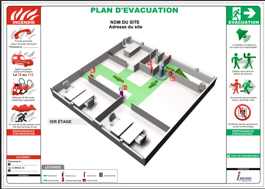 Image d'un plan d'évacuation prise par IMEDIS.